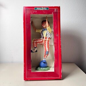 Vintage Rare Holiday Time Clown Figurine 13” Multicolor Collectible In Box